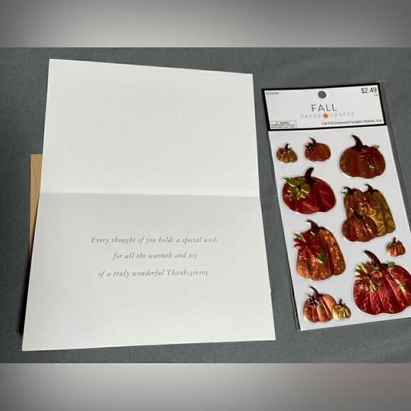 7+ NEW! Happy Thanksgiving Greeting Cards & Envelopes BONUS Stickers - Picture 3 of 10